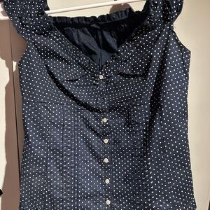 Pacsun John Galt Blue Polka Dot Elena Top